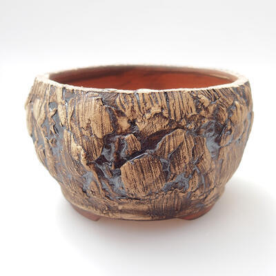 Keramik-Bonsaischale 9,5 x 9,5 x 6 cm, Farbe braun - 1