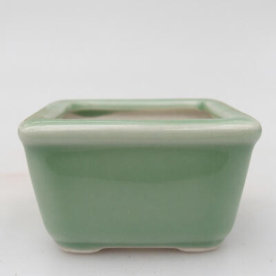 Keramik-Bonsaischale 6 x 6 x 3,5 cm, Farbe grün - 1