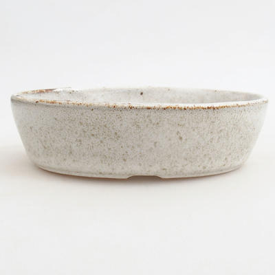 Keramische Bonsai-Schale 14,5 x 9 x 3,5 cm, braun-weiße Farbe - 1