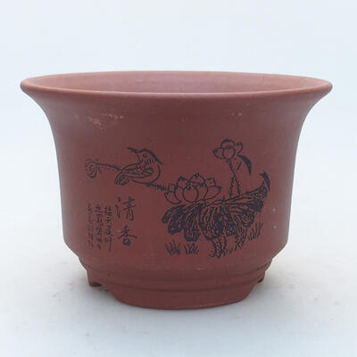 Bonsaischale aus Keramik 13,5 x 13,5 x 9 cm, Ziegelfarbe - 1