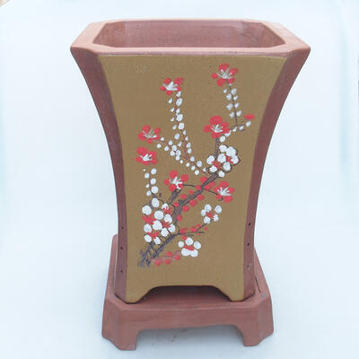 Bonsaischale aus Keramik 23 x 23 x 30 cm, Farbe braun - 1