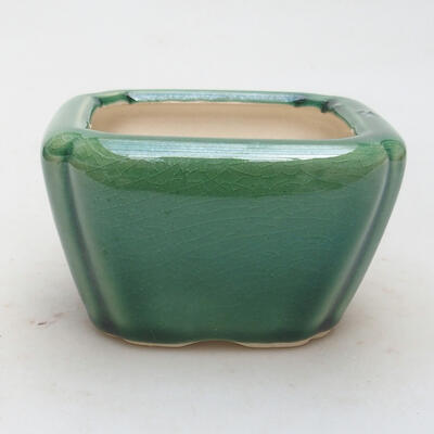 Bonsaischale aus Keramik 10 x 10 x 6 cm, Farbe grün - 1