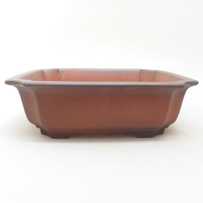 Bonsaischale aus Keramik 21,5 x 21,5 x 6,5 cm, Farbe braun - 1