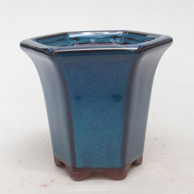 Bonsaischale aus Keramik 10 x 9 x 9 cm, Farbe blau - 1