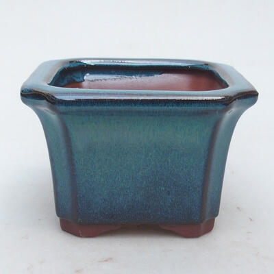 Bonsaischale aus Keramik 10,5 x 10,5 x 7,5 cm, Farbe blau - 1