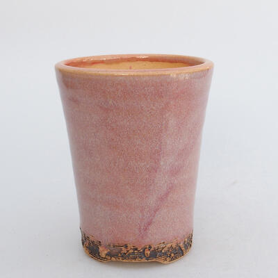 Keramik-Bonsaischale 8,5 x 8,5 x 10,5 cm, Farbe braun-rosa - 1