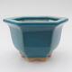 Bonsaischale aus Keramik 11 x 13 x 8 cm, Farbe blau - 1/3