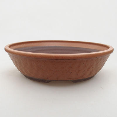 Keramische Bonsai-Schale 24,5 x 24,5 x 6,5 cm, braune Farbe - 1