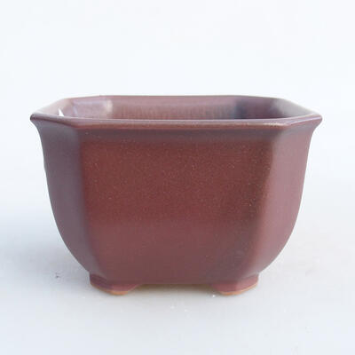 Bonsaischale aus Keramik 9 x 9 x 5,5 cm, Farbe Burgund - 1