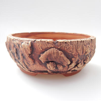 Keramik-Bonsaischale 10,5 x 10,5 x 4 cm, Farbe braun - 1