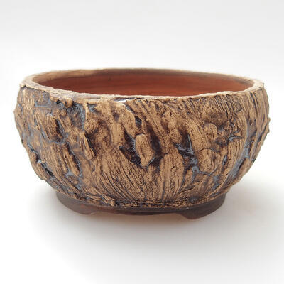 Keramik-Bonsaischale 10,5 x 10,5 x 5 cm, Farbe braun - 1