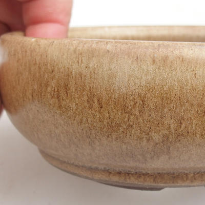 Keramik Bonsai Schüssel 11 x 11 x 4,5 cm, Farbe beige - 1