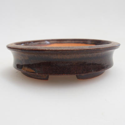 Keramik Bonsai Schüssel 9 x 9 x 2 cm, braune Farbe - 1