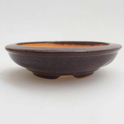 Keramik Bonsai Schüssel 8 x 8 x 2 cm, braune Farbe - 1