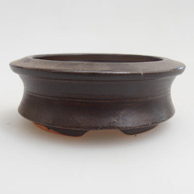 Keramik Bonsaischale 7 x 7 x 2,5 cm, Farbe braun - 1