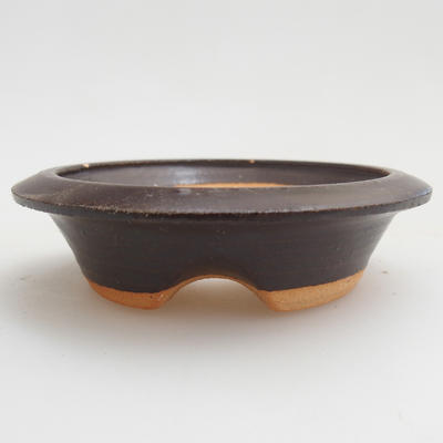 Keramik Bonsai Schüssel 7 x 7 x 1,5 cm, braune Farbe - 1
