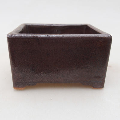 Keramische Bonsai-Schale 8 x 8 x 4,5 cm, braune Farbe - 1