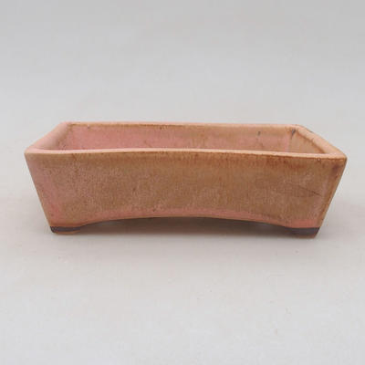 Keramische Bonsai-Schale 12,5 x 9,5 x 3,5 cm, braun-rosa Farbe - 2. Qualität - 1