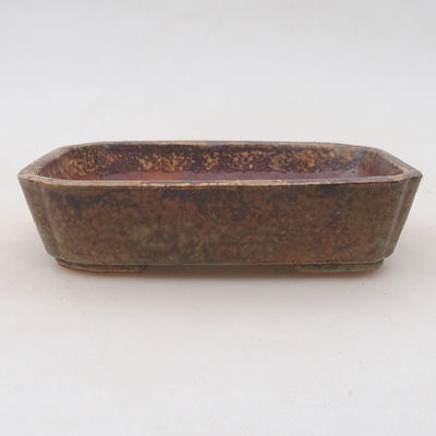 Keramische Bonsai-Schale 12,5 x 9,5 x 3 cm, Farbe braun-grün - 2. Qualität - 1