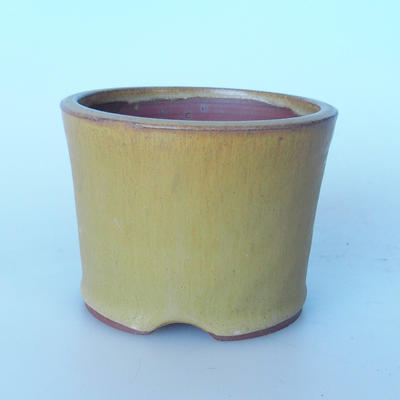 Keramik Bonsai Schüssel 10,5 x 10,5 x 8 cm gelbbraune Farbe - 1