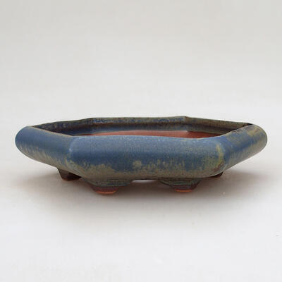 Bonsaischale aus Keramik 16 x 14 x 4 cm, Farbe blau-braun - 1