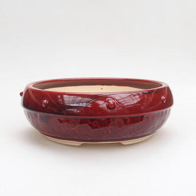 Bonsaischale aus Keramik 19,5 x 19,5 x 7,5 cm, Farbe rot - 1