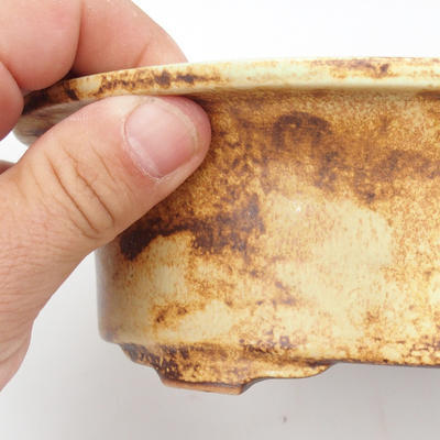 Keramik-Bonsaischale 23 x 18,5 x 6,5 cm, braun-gelbe Farbe - 1