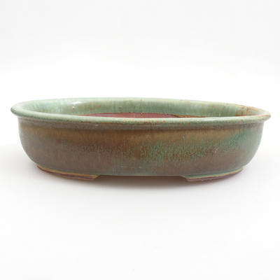 Keramik Bonsai Schüssel 22 x 17 x 5 cm, braun-grüne Farbe - 1