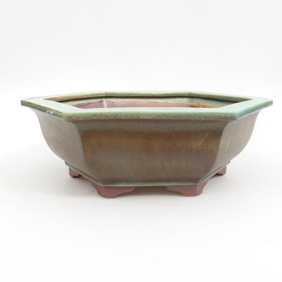 Keramik Bonsaischale 29 x 25 x 9 cm, braun-grüne Farbe - 1