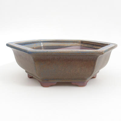 Keramik Bonsai Schüssel 24 x 21,5 x 8 cm, braun-blaue Farbe - 1