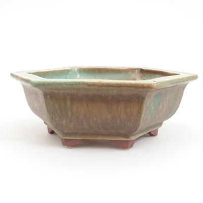 Keramik Bonsaischale 17 x 15,5 x 6 cm, braun-grüne Farbe - 1