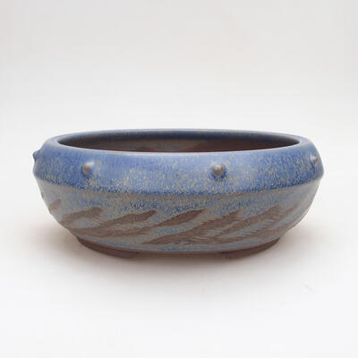 Bonsaischale aus Keramik 17,5 x 17,5 x 7 cm, Farbe blau - 1