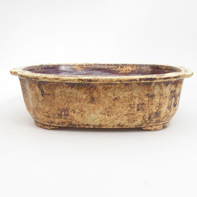 Keramik Bonsai Schüssel 25 x 21 x 7,5 cm, braun-gelbe Farbe - 1