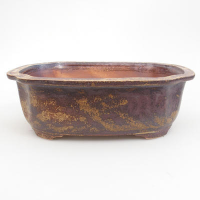 Keramik Bonsaischale 22,5 x 18 x 7 cm, braun-grüne Farbe - 1
