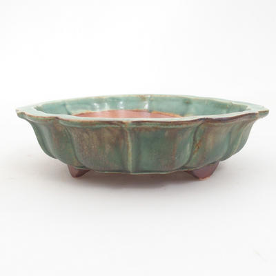 Keramik-Bonsaischale 18,5 x 18,5 x 5 cm, braun-grüne Farbe - 1