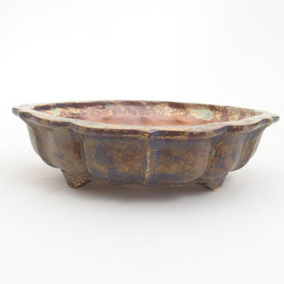 Keramik-Bonsaischale 18,5 x 18,5 x 5 cm, braun-grüne Farbe - 1