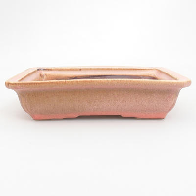 Keramik Bonsai Schüssel 18 x 13,5 x 4,5 cm, braun-rosa Farbe - 1