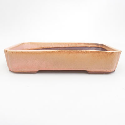 Keramik Bonsaischale 23,5 x 17 x 4,5 cm, braun-rosa Farbe - 2. Wahl - 1
