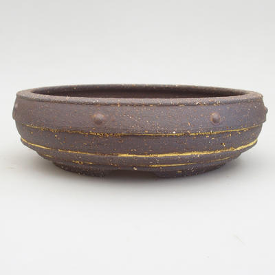 Keramik Bonsai Schüssel 20 x 20 x 5,5 cm, braun-gelbe Farbe - 1