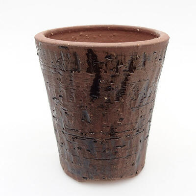 Keramik-Bonsaischale 8 x 8 x 9 cm, Farbe braunschwarz - 1