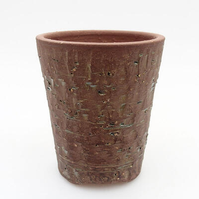 Keramik-Bonsaischale 8 x 8 x 9 cm, Farbe bräunlichgrün - 1