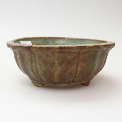 Keramik Bonsai Schüssel 11 x 11 x 4,5 cm, braun-grüne Farbe - 1