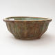 Keramik Bonsai Schüssel 11 x 11 x 4,5 cm, braun-grüne Farbe - 1/4