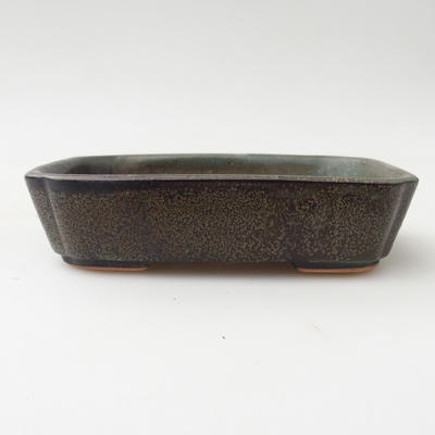 Keramik Bonsai Schüssel 12 x 9 x 3 cm, braun-blaue Farbe - 1