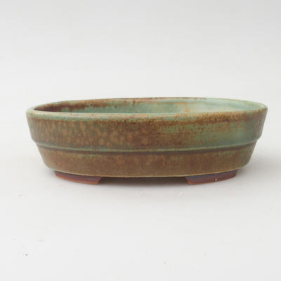Keramik Bonsai Schüssel 14 x 11 x 4 cm, braun-grüne Farbe - 1