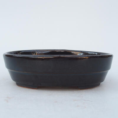Keramik-Bonsaischale 13,5 x 10,5 x 4 cm, Farbe schwarz - 1