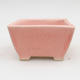 Keramik Bonsai Schüssel 2. Wahl - 9 x 9 x 5,5 cm, rosa Farbe - 1/4