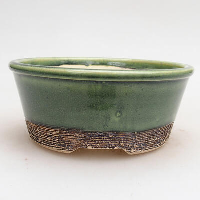 Bonsaischale aus Keramik 13,5 x 13,5 x 6 cm, Farbe grün - 1