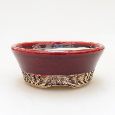 Bonsaischale aus Keramik 8 x 8 x 3,5 cm, Farbe rot - 1