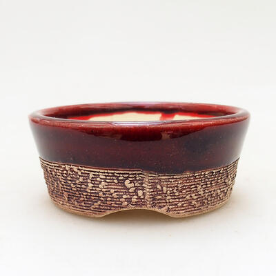 Bonsaischale aus Keramik 7,5 x 7,5 x 3 cm, Farbe rot - 1